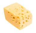 Piece of yellow swiss cheese with internal holes Royalty Free Stock Photo