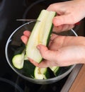 A piece of zuccini is cut Royalty Free Stock Photo