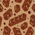 Pieces of aerated chocolate on a beige background Royalty Free Stock Photo
