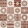 Pieces of American Indians ethnic patterns compiled in seamless texture.