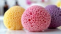 Pieces Bath Sponge Exfoliating Shower Body Scrubber Back Scrubber Skin Smoother. Royalty Free Stock Photo