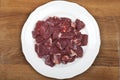 Pieces of beef on a white plate Royalty Free Stock Photo