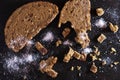 Pieces of bread with salt Royalty Free Stock Photo