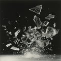 Pieces of broken glass on a black background. Royalty Free Stock Photo