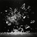 Pieces of broken glass on a black background. Royalty Free Stock Photo