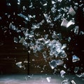 Pieces of broken glass on a black background. Royalty Free Stock Photo