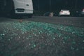 Pieces of broken green tinted car glass Royalty Free Stock Photo