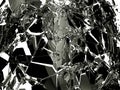 Pieces of Broken Shattered black glass isolated on white Royalty Free Stock Photo