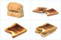 Pieces of Burnt Toast on white background Royalty Free Stock Photo