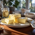 Pieces of butter on a plate