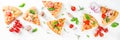 Pieces of cheesy pizza Margarita Royalty Free Stock Photo