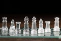 Pieces of chess on a chess board. Rook, knight, bishop, queen and King