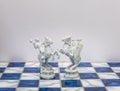 A pieces of chess character on the board with a light. A character represents strategy, planning, brave, betrayal, confrontation a Royalty Free Stock Photo