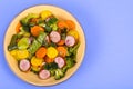 Pieces of chicken in breadcrumbs, fried in frying pan