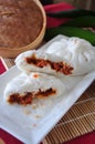 Pieces of Chinese Red Pork Bun Royalty Free Stock Photo