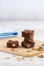Pieces of chocolate brownie with peanuts Royalty Free Stock Photo