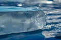 Pieces of clear blue ice of lake Baikal in the winter sunlight Royalty Free Stock Photo