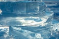 Pieces of clear blue ice of lake Baikal in the winter sunlight. Beauty of nature Royalty Free Stock Photo