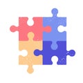 4 pieces of colored puzzle with hole texture. Vector illustration. Royalty Free Stock Photo