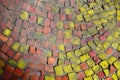 Pieces of colored smalt are stacked in a mosaic close-up Royalty Free Stock Photo
