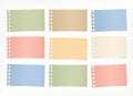 Pieces of colorful blank note paper sticked on striped diagonal background