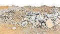 Pieces of concrete and brick rubble debris on construction site Royalty Free Stock Photo