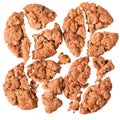 Pieces of crumbly cookies with cereals