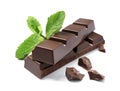 Pieces of dark chocolate with mint Royalty Free Stock Photo