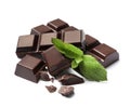 Pieces of dark chocolate with mint Royalty Free Stock Photo