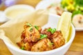 Pieces of deep-fried chicken in the Asian style Royalty Free Stock Photo