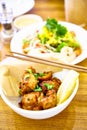 Pieces of deep-fried chicken in the Asian style Royalty Free Stock Photo