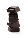 Pieces of delicious dark chocolate isolated Royalty Free Stock Photo