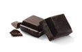 Pieces of delicious dark chocolate isolated Royalty Free Stock Photo