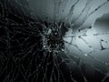 Pieces of destructed Shattered glass on black Royalty Free Stock Photo