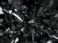 Pieces of destructed Shattered glass on black Royalty Free Stock Photo