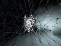 Pieces of destructed Shattered glass on white Royalty Free Stock Photo