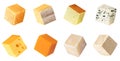 Pieces of different types of cheese in a white isolated background Royalty Free Stock Photo