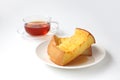 french toast and cup of tea  on white background Royalty Free Stock Photo