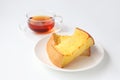 french toast and cup of tea  on white background Royalty Free Stock Photo