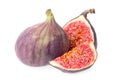 Pieces of fresh fig fruit isolated on white background Royalty Free Stock Photo