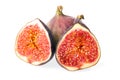 Pieces of fresh fig fruit isolated on white background Royalty Free Stock Photo