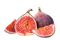 Pieces of fresh fig fruit isolated on white background Royalty Free Stock Photo