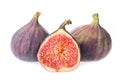 Pieces of fresh fig fruit isolated on white background Royalty Free Stock Photo