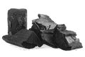 Pieces of hardwood charcoal isolated on white background. Natural wood charcoal Royalty Free Stock Photo