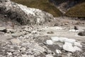 Pieces of ice fall from the Fox Glacier, New Zealand, South Island Royalty Free Stock Photo