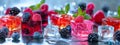 Pieces of jelly with berries. Selective focus. Royalty Free Stock Photo
