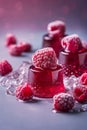 Pieces of jelly with berries. Selective focus. Royalty Free Stock Photo