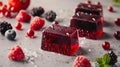 Pieces of jelly with berries. Selective focus. Royalty Free Stock Photo