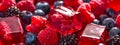 Pieces of jelly with berries. Selective focus. Royalty Free Stock Photo