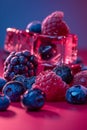 Pieces of jelly with berries. Selective focus. Royalty Free Stock Photo